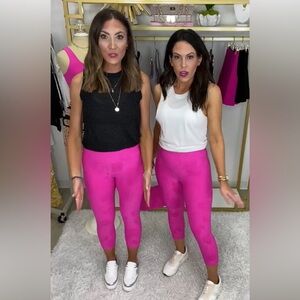 Mono B Hot Pink High-Waist Capri Leggings